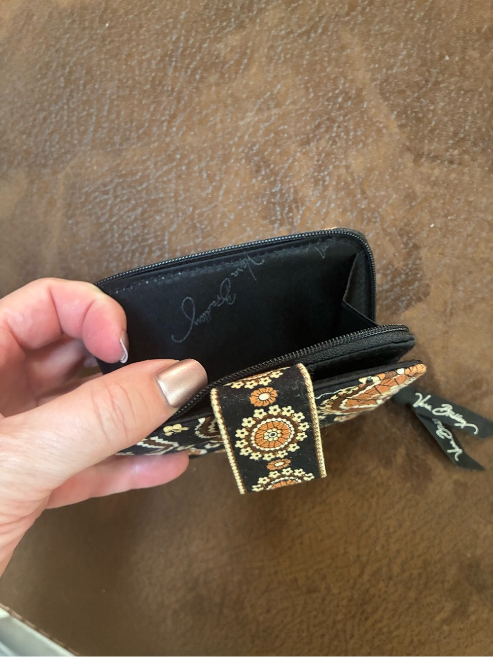 Vera Bradley Black Quilted Wallet in Cafe Latte - Picture 2 of 3